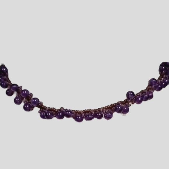 Vintage Hand Crafted Glass Bead Woven Choker Style Necklace - Picture 5 of 16